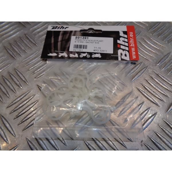 påse med 10 x genomskinlig vit plastknut wire pass diam 15mm fixering elektrisk ledningsmatta TT-15 bihr 891391