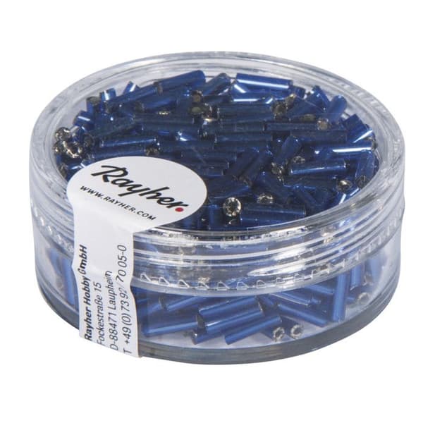 Glasstiftar - Rayher - ø 2 x 7 mm - Silverfärgad dekoration - 15 g förpackning - Mörkblå