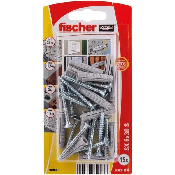 FISCHER - Nylon krage plugg sx 6x30 blister x15