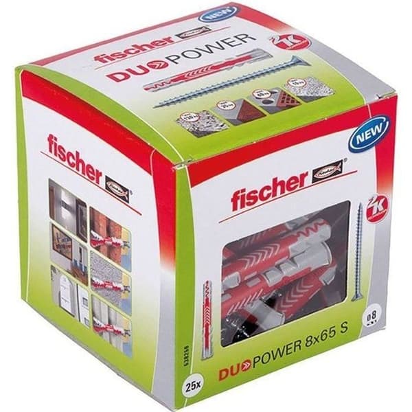 FISCHER - DuoPower 8x65 mm ankare i helt material med skruvar - Låda med 25 st