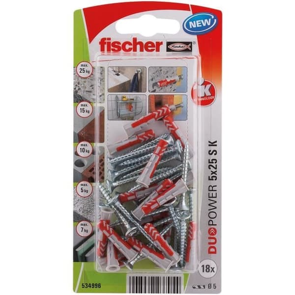 FISCHER - Duopower 5x25 ankare med blisterskruvar på 18 st