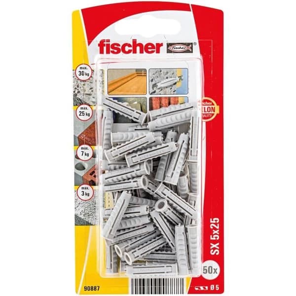 FISCHER - Blisterförpackning med 50 nylonankare sx 5x25 fläns