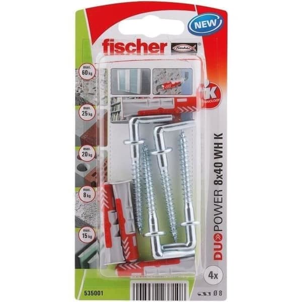 Duopower pluggar 8x40 med krok - FISCHER - Set om 4