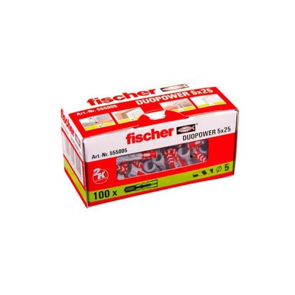 Bi-materials knappar - FISCHER - 555005 - 5x25 mm - Förpackning med 100 - Nylon