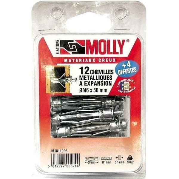 MOLLY Set med 16 ankare - 6x50 mm + skruvar