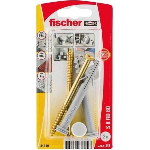 Fixations WC - FISCHER - Blister med 2 - Nylon - 85 mm - Paket med 2