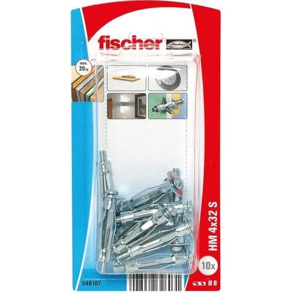 Kägel - FISCHER - HM4x32S - Metall - 4-pack - Infästning för ihåliga kroppar