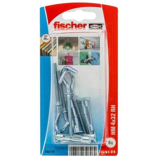 FISCHER - Blister med 4 plugg kroppshålighet krok hm4x32