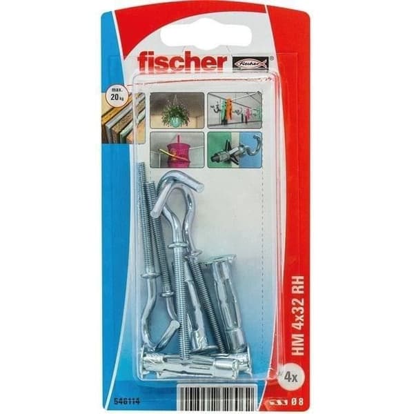 FISCHER - Blister med 4 plugg kroppshålighet krok hm4x32