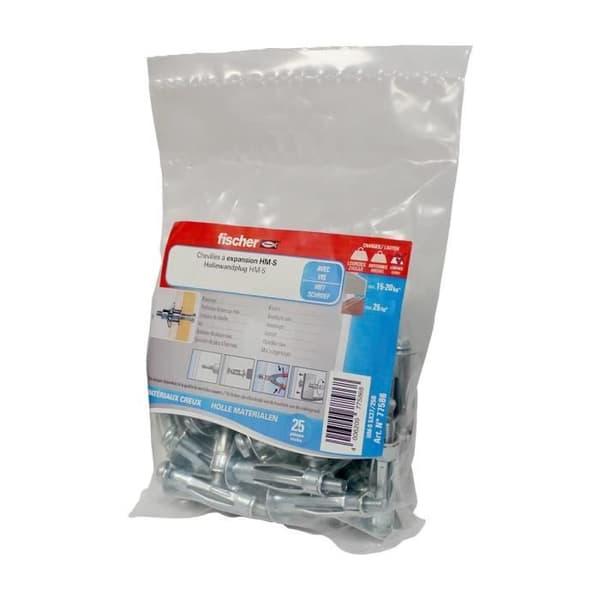 Hylsa för ihåliga material - FISCHER - HM S 4x32 - Grå - 20-pack - 40mm
