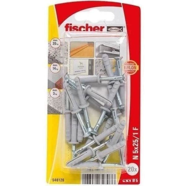 Slagplugg - FISCHER - nr 5x25/1 f - Nylon - 25 mm - Plugg