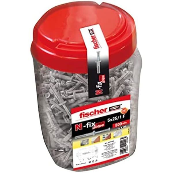Impaktankare - FISCHER - N 5x25/1 F - 500-pack - Enkel montering - Nylon och galvaniserat stål