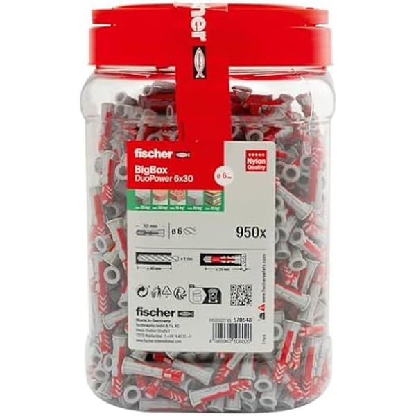 Universella plugg - FISCHER - BigBox - 950 bitar - Bimaterial - 6x30 mm