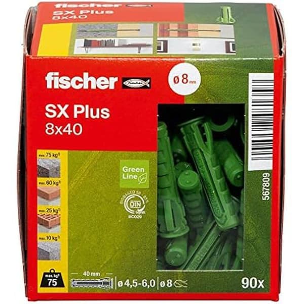 Kälsystem med fyrfaldig expansion - FISCHER - SX Plus Green - 8x40 - Förnybara material - Lätt montering