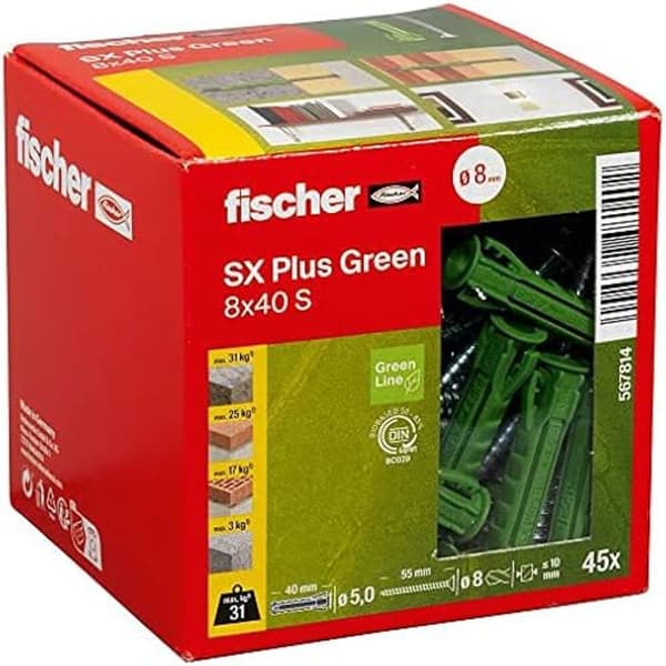 Fyrfäste med fyrfaldig expansion - FISCHER - SX Plus Green - 8x40 mm - Förnyelsebara material - Lätt montering