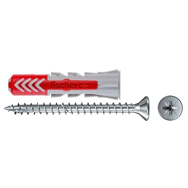 Fischer - 544015 - Paket om 50 Duopower 5 Y dymlingar med skruvar för gipsskivor och perforerad Grå 5 x 25 mm