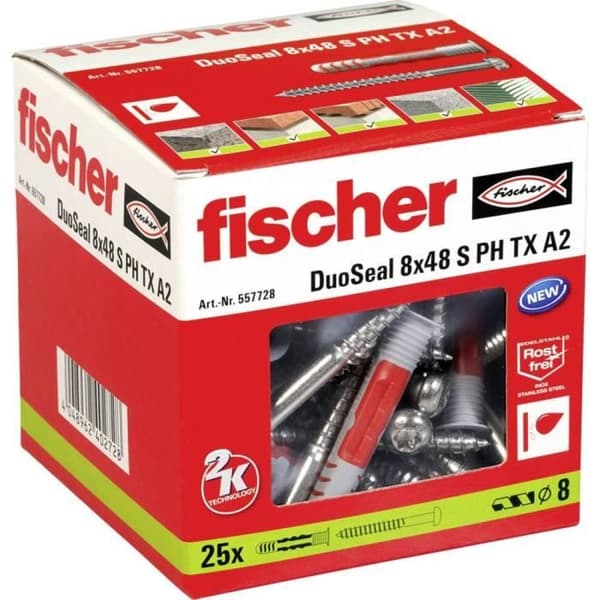 Ankare - FISCHER - DuoSeal - 48 mm x 8 mm - Komplett tätning - Paket med 25 st