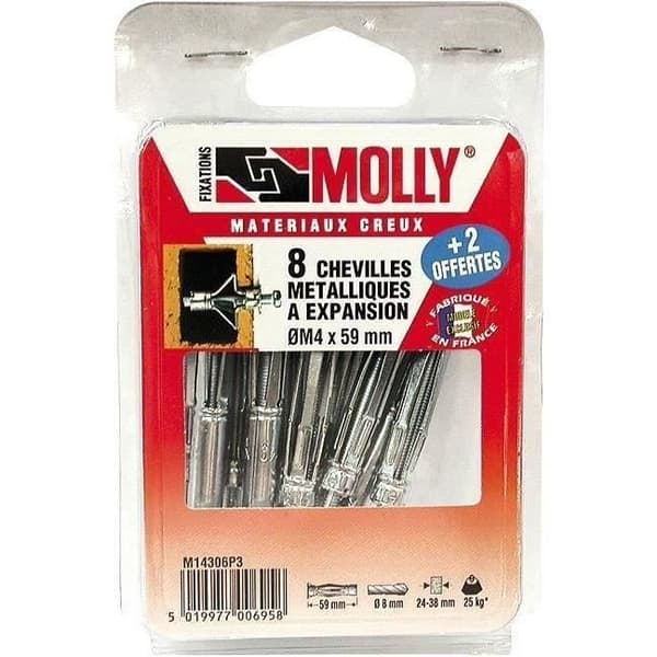 MOLLY Set med 10 pluggar - 4x59 mm + skruvar