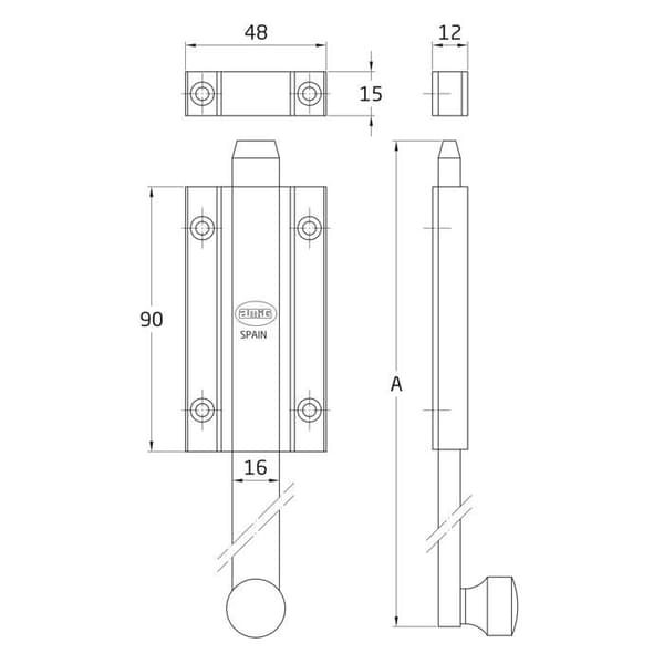 Goupille Amig - 6962 - 6955 | Loquet 3700 | 300 mm | Brons | Läder