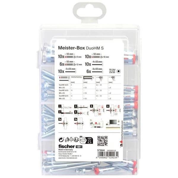 Fischer MeisterboX DuoHM TX Dowel för ihåliga kroppar 55 mm 573644 52 st.