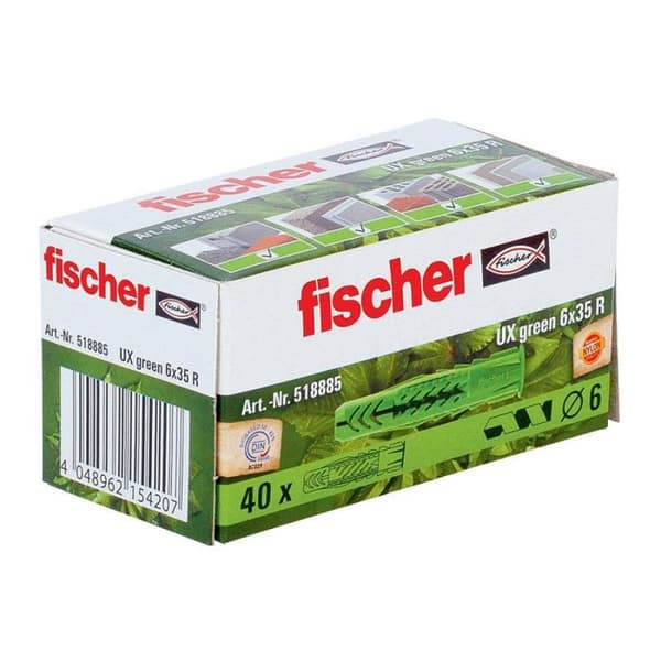 Miljöansvarigt ankare - FISCHER - UX Green 6x35 med förnybara råvaror - Låda med 40 st