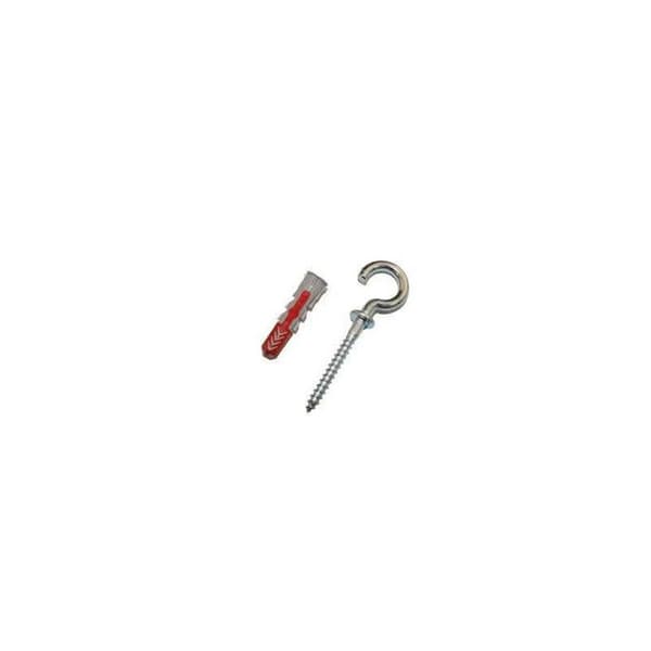 Cheville DuoPower 10x50 - Fischer - Rund stor krok - Nylon - Förpackning med 2 - Vit