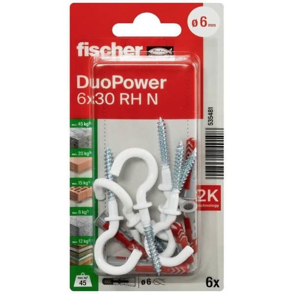 Fischer DuoPower dymlingssats 6 x 30 RH N K NV - Nylon - Grå - 1 set