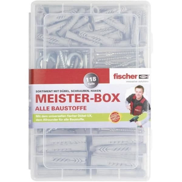 Universell ankare - FISCHER - UX-R - 118 delar - Plugg, skruvar och krokar - Hög kvalitet