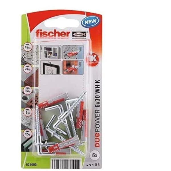 Duopower pluggar 6x30 med krok - FISCHER - Blister med 6 st