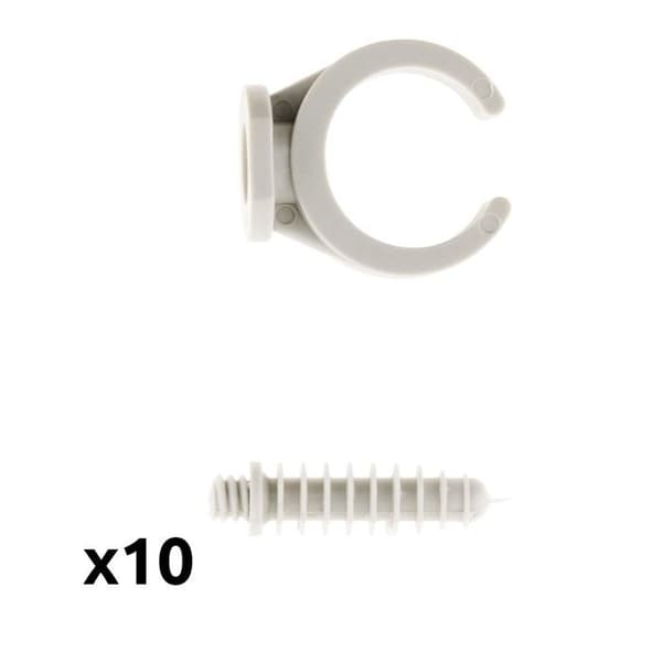 Pack med 10 klipp med pluggar Ø25mm - Grå - Zenitech