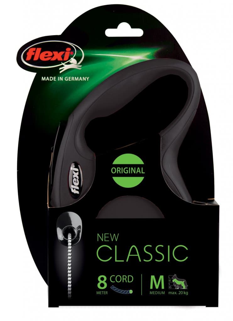 Flexi Classic S Lång Snöre svart 1-8 (8m/max12kg)