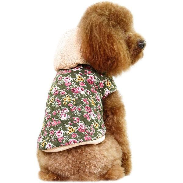 Hundjacka blommig med luva Fodrad Hundkläder