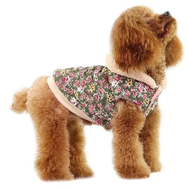 Hundjacka blommig med luva Fodrad Hundkläder multifärg XL