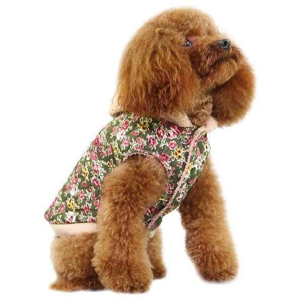 Hundjacka blommig med luva Fodrad Hundkläder
