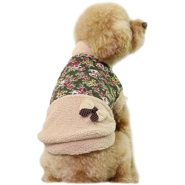 Hundjacka med blommor Fodrad Hundkläder Grön XL