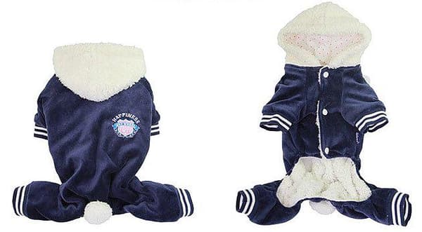 Jumpsuit i plysch Hundkläder för hunden Marinblå