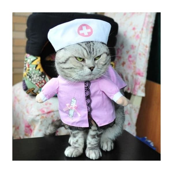Kostym Sjuksköterska - Ej specificerad - Utklädnad för Katt - Rosa Blus - Justerbar Storlek - Polyester