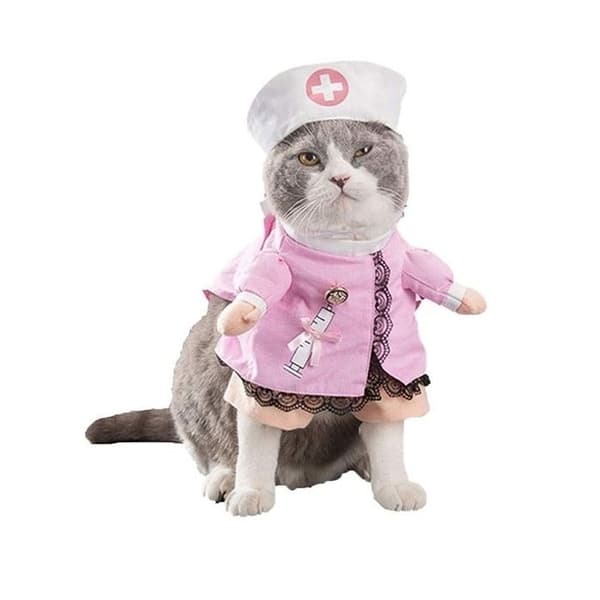 Kostym Sjuksköterska - Ej specificerad - Utklädnad för Katt - Rosa Blus - Justerbar Storlek - Polyester