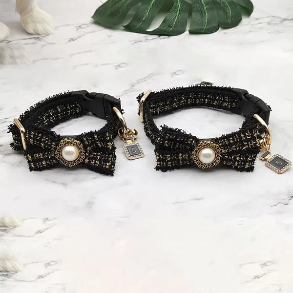 Halsband & koppel i spets och pärla lyxig sofistikerad stil
