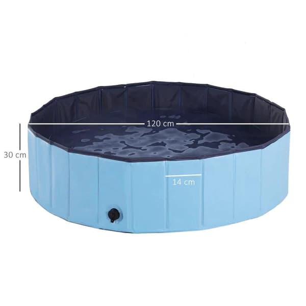 Rootz Pet Swimming Pool - Hundepool - Soppebassin - Swimming Pool - Hundebad - Sammenklappelig - PVC+ Træ - Blå