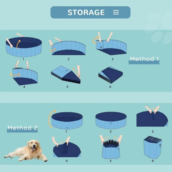 Rootz Pet Swimming Pool - Hundepool - Soppebassin - Swimming Pool - Hundebad - Sammenklappelig - PVC+ Træ - Blå