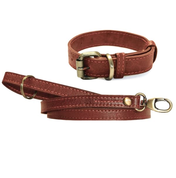 Hundkoppel och halsband set i äkta läder (XS-XXL)