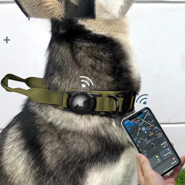 INF AirTag Pet Collar - Justerbart hundhalsband i nylon med AirTag-hållare 0