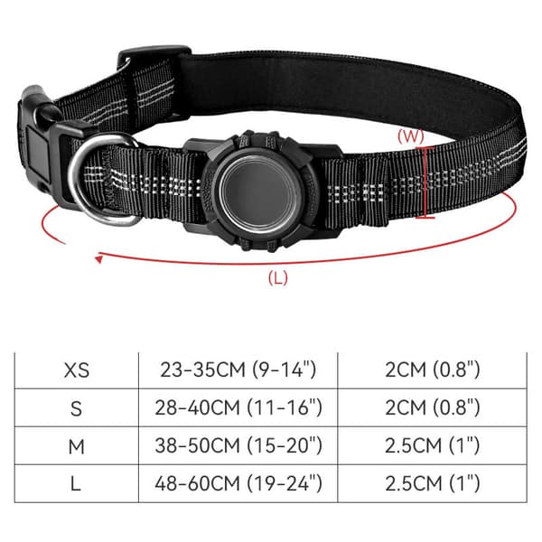 INF Reflekterende hundehalsbånd med AirTag-holder 0