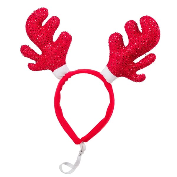 House Of Paws Sparkle Antlers Headband Red One Size