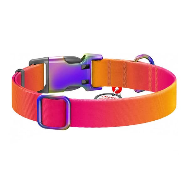 Waudog gradient hundhalsband i nylon med QR-kod, orange, storlek L