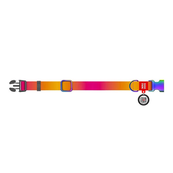 Waudog gradient hundhalsband i nylon med QR-kod, orange, storlek L
