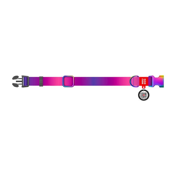 Waudog gradient hundhalsband i nylon med QR-kod, lila, storlek XL