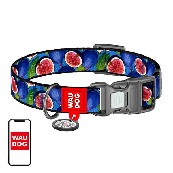Waudog "Fig" nylon hundehalsbånd med QR-kode, størrelse XL