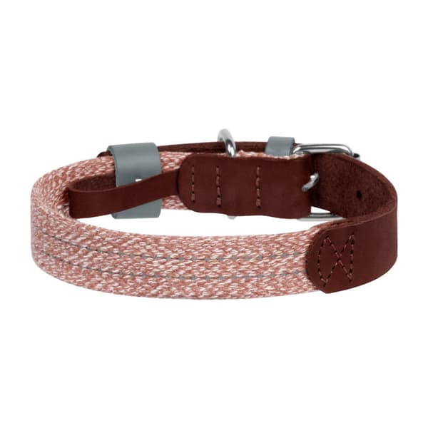 Hundhalsband av naturläder och återvunnet material med QR-kod Waudog storlek M, bredd 20 mm, brun